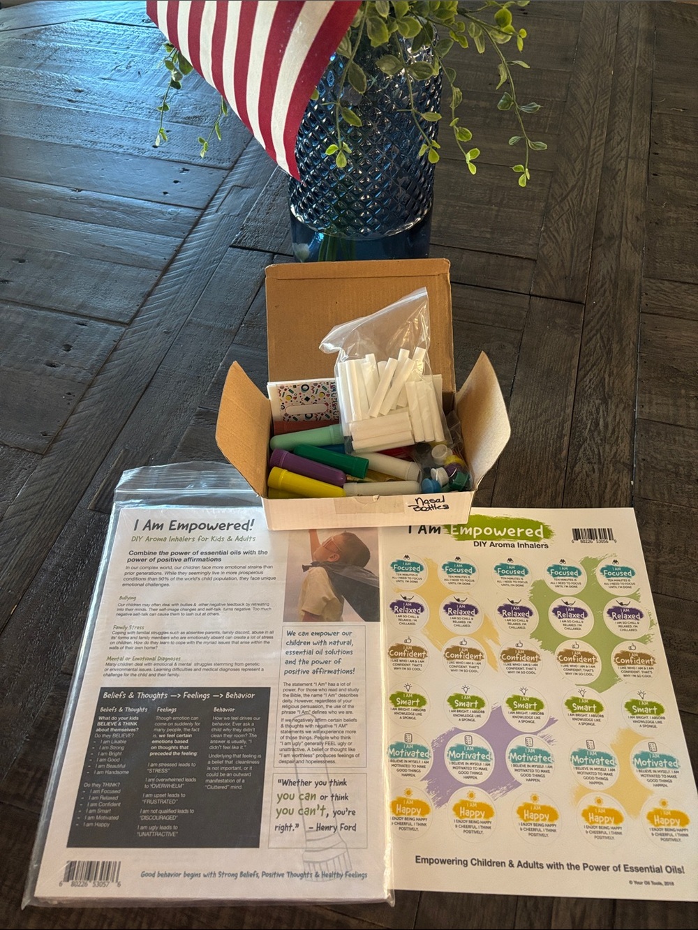 ESSENTIAL OILS NASAL INHALERS PLUS I AM EMPOWERED STICKERS AND RECIPES